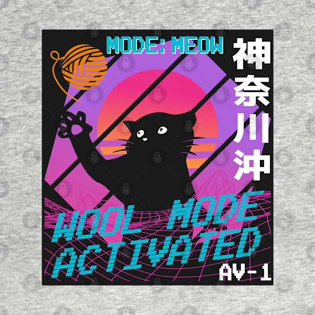 Vaporwave Aesthetic Style 80th Synthwave Cat by Kuehni